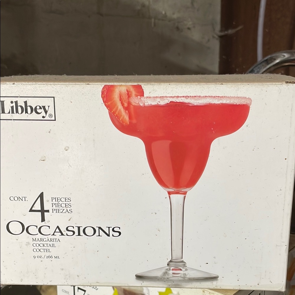 Libbey Red Margarita Glass Set